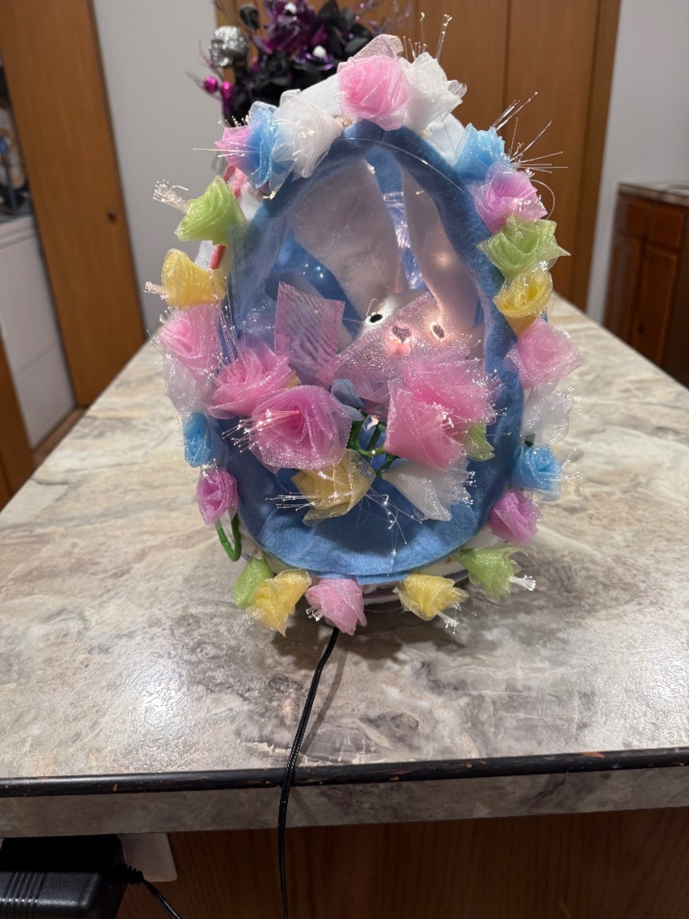 Fiber optic egg, Easter, bunny, rabbit, color, changing light spring flowers 11